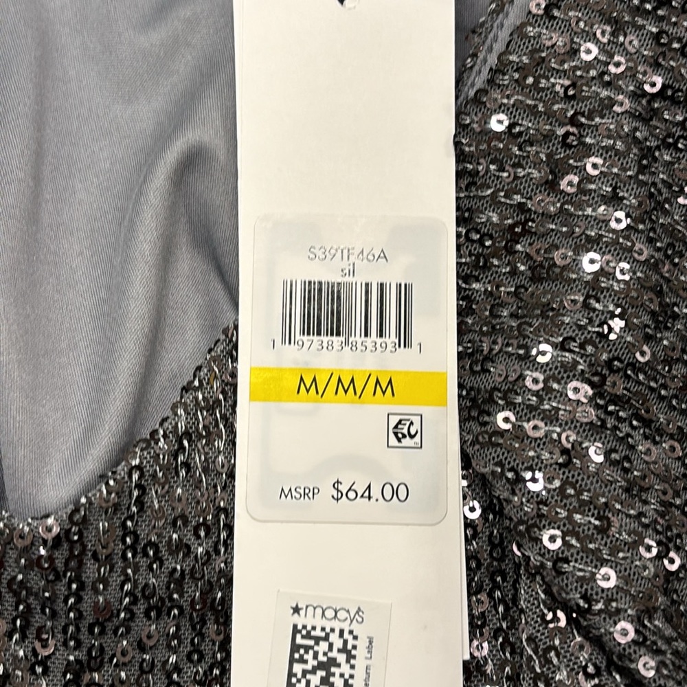 NWT Calvin Klein Silver Sequined Tank Top - Picture 6 of 8